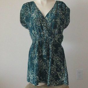 Kimchi Blue Green Silk Wrap Mini Dress Large